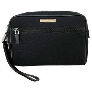 Gucci Shoulder bag black plain nylon logo plate wristlet